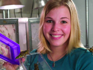 Student with insect samples