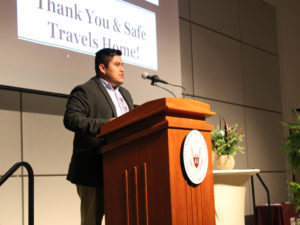 Graduate student presenting lecture