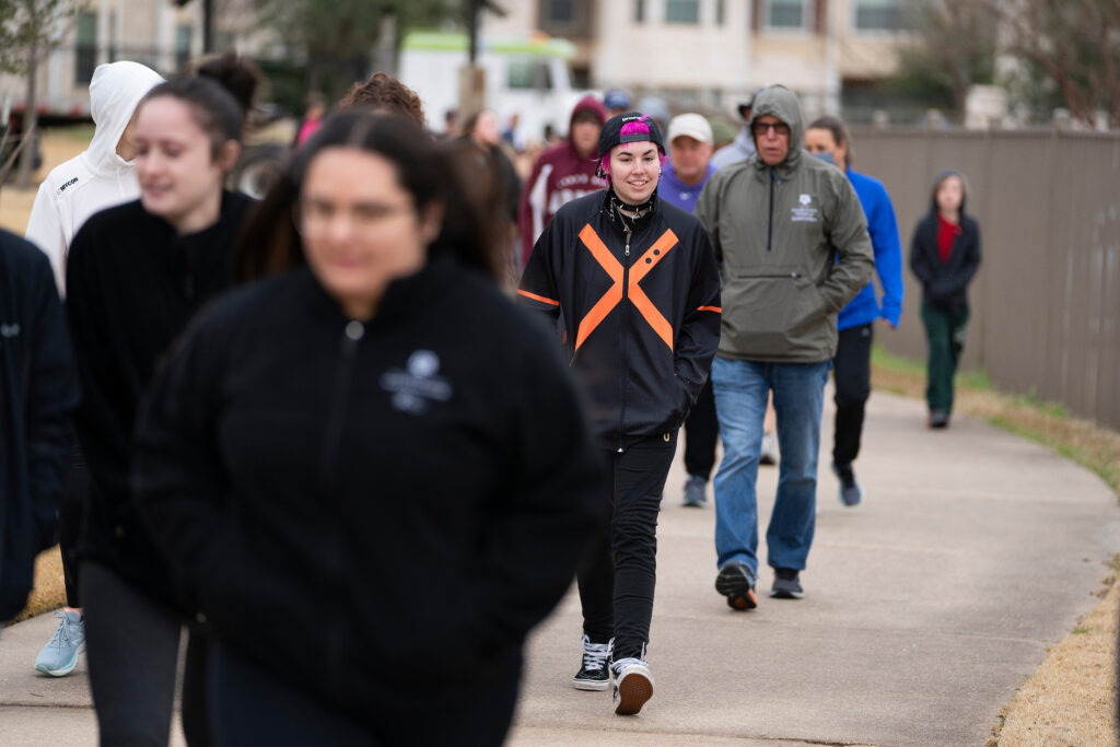 People walking on a chilly day